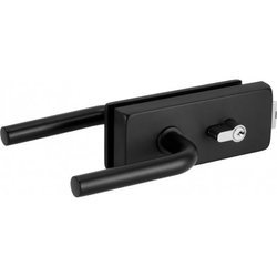 Glass Door Bathroom Lock Set with Cylinder, Handle, Strike Plate/ Matte Black