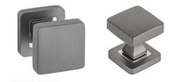 35x35 Glass Door  Knob  in graphite, silver anode, satin colors