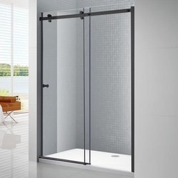Glass Shower Black Sliding Door System for loft