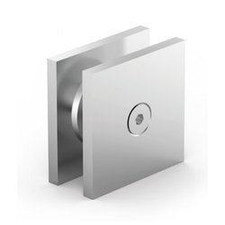 180° Glass Square Clamp , 40x40 mm, anodized aluminium