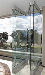 Folding Glass Door with Heavy Duty Rail/ Satin, Silver, RAL