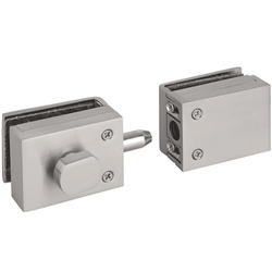 Overlay Glass Door Lock with Strike Patch /  Satin, Polish