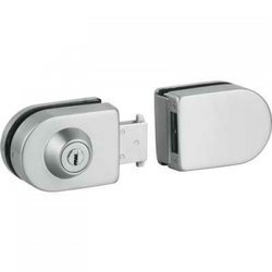 Overlay Glass Sliding Door Lock with Cylinder and Strike Patch / Polish, Satin